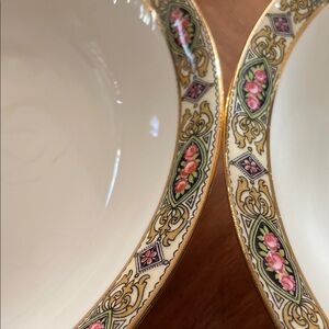 Homer Laughlin 3 Soup/Salad Bowls with Gold and Pink Accents